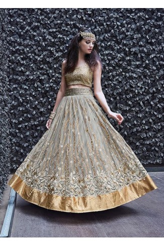 Grey Indian Couture Bridal Lehenga Best Designer Wedding Dress