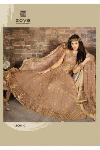 Peach Net Embroidered Anarkali Dress Special Party Wear Maxi
