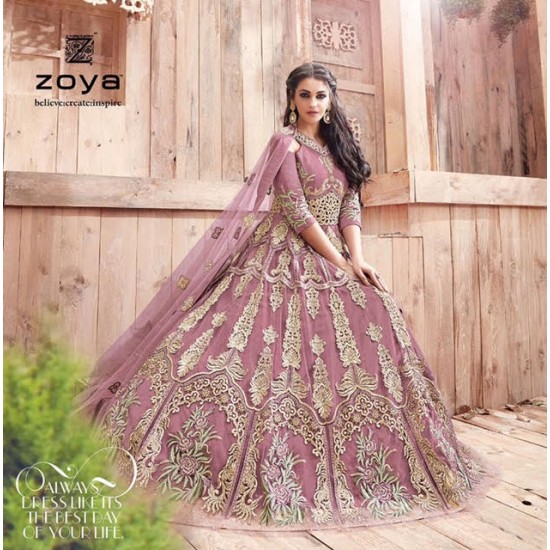 Light Purple Thread Embroidered Gown Traditional Anarkali Suit