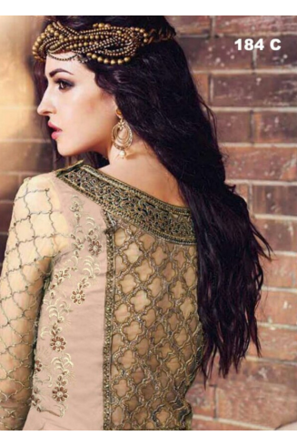 Peach Indian Bridal Anarkali Suit Heavy Embellished Gown