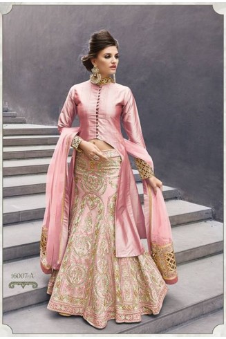 Rose Pink Sequin Party Wear Lehenga