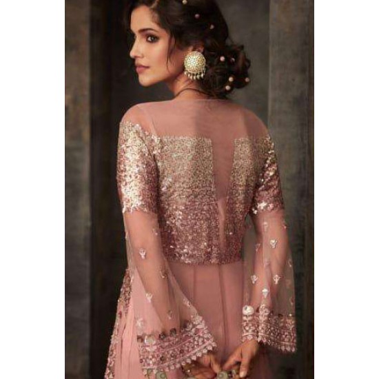 Rose Pink Detailed Embroidered Bridal Gown