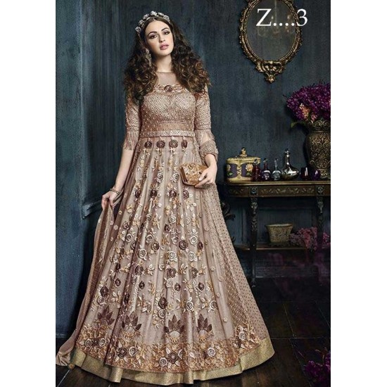 Nude Heavy Embellished Gown Indian Evening Dress