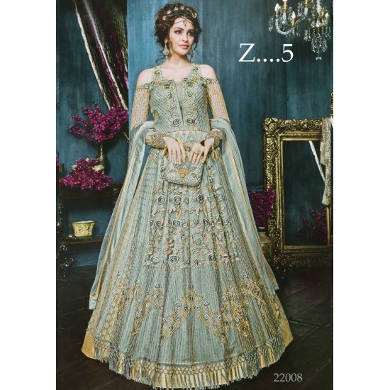 Green Lucknowi Embroidered Anarkali Suit Ethnic Wedding Dress