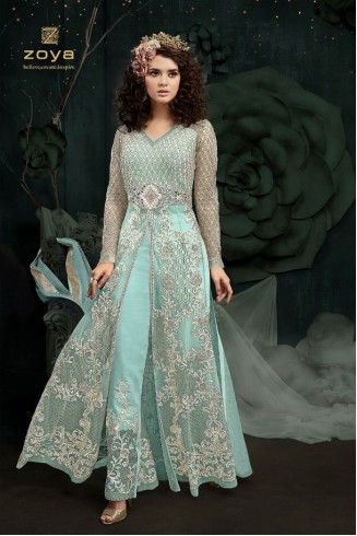SKY BLUE INDIAN DESIGNER WEDDING AND BRIDAL GOWN