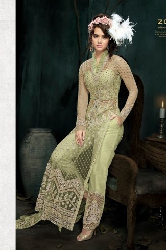 OLIVE INDIAN DESIGNER WEDDING AND BRIDAL GOWN
