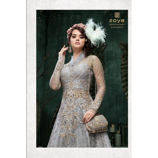 Grey Indian Designer Gown Asian Bride Evening Dress