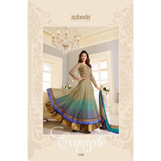 Blue Green Dress Long Evening Gown Indian Suit Anarkali