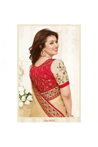 KH16351 Beige With Red Kasheesh Sheesha Designer Saree