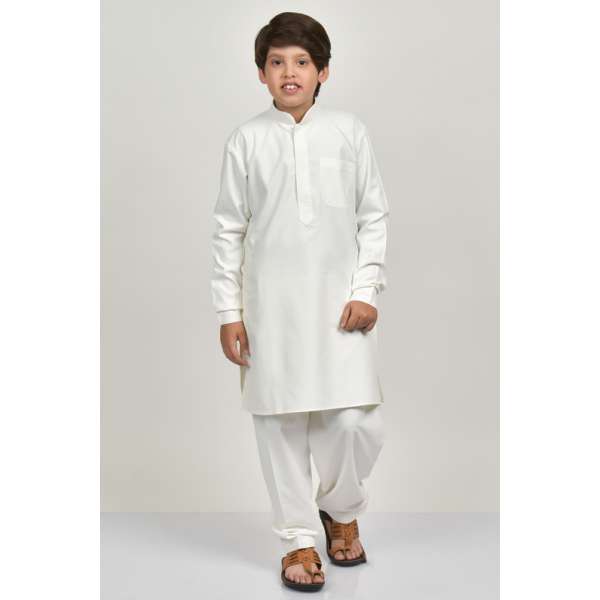 Cream Pakistani Boys Kurta Shalwar Suit