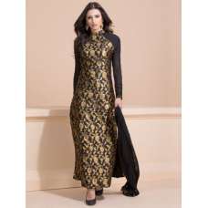 Black and Gold Brocade Dress Indian Party Suit