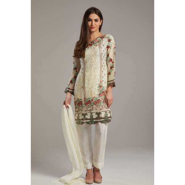 Cream Ethnic Pakistani Readymade Suit