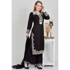 Black Georgette Gharara Style Suit