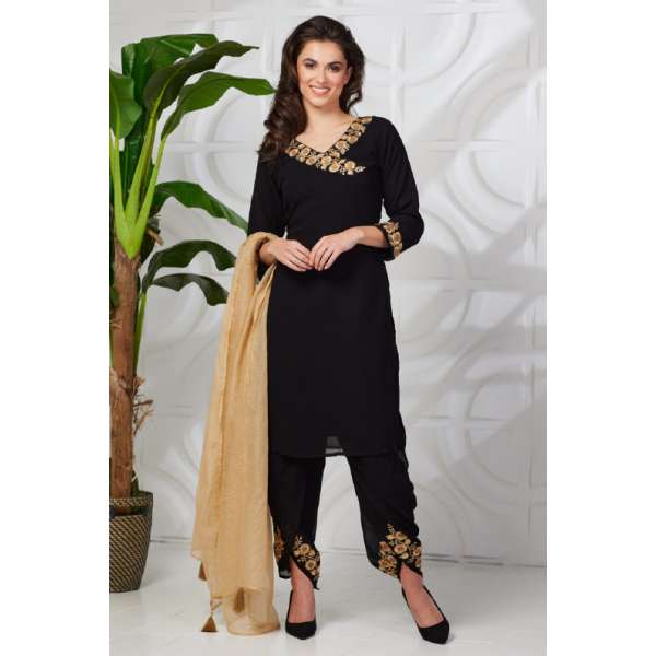 Black Punjabi Style Formal Salwar Suit