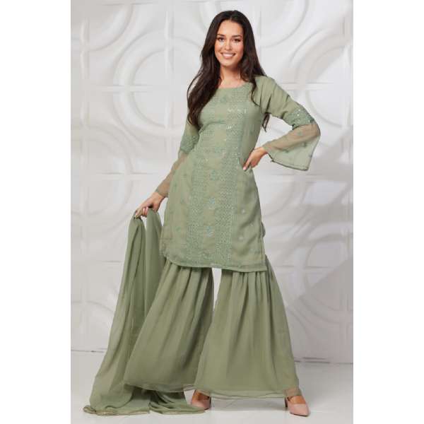 Mint Indian Designer Formal Gharara Suit
