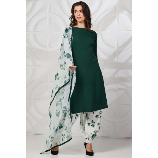 Green Kurti Digital Printed Afghan Style Suit
