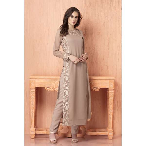 Beige Dress Indian Outfit Readymade Salwar Designer Wear 