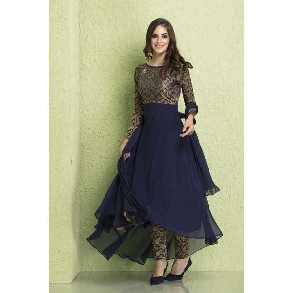 Navy Blue Skater Dress Evening Outfit Special Occasional Wear