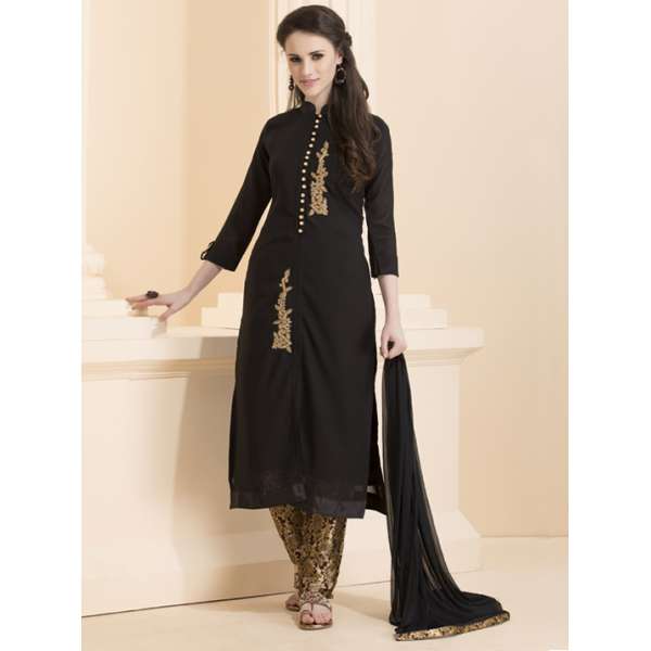 Black Fancy Dress Brocade Trouser Readymade Outfit