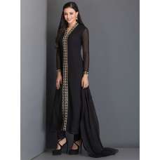 Elegant Black Dress With Mirror Details Anarkali Gown 