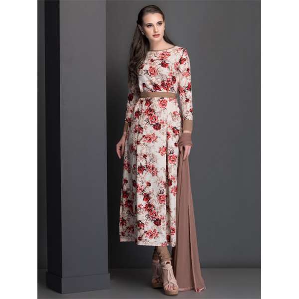 Red Floral Designer Dress Readymade Indian Suit