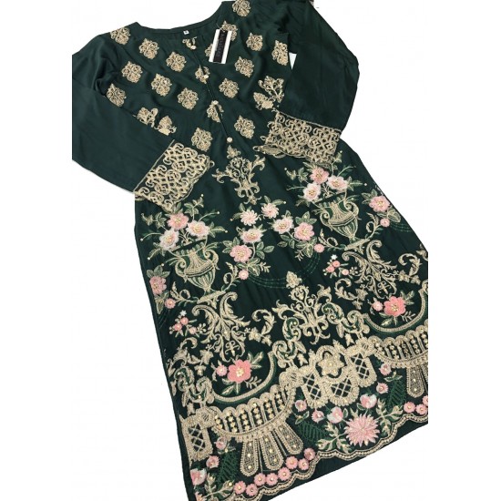 CHIVE GREEN HIGH QUALITY EMBROIDERED EVENING WEAR SALWAR ...