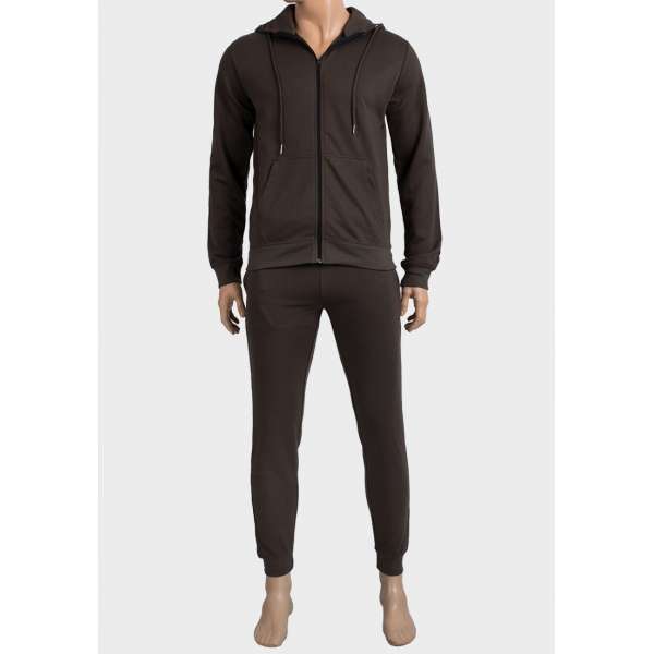 Brown Mens Fleece Lined Designer King Couture 2-Piece Tracksuit
