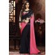 Black & Pink Evening Saree Indian Embroidered Sari 