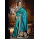 Admirable Turquoise Silk Indian Wedding Saree