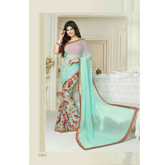 Z17072 TURQUOISE AND RED AYESHA TAKIA “SHEESHA STAR WALK”GEORGETTE SAREE