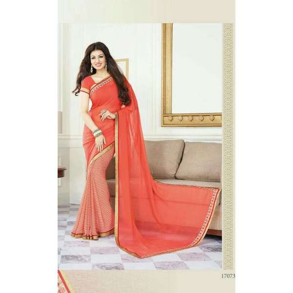 Orange Georgette Indian Designer Saree 