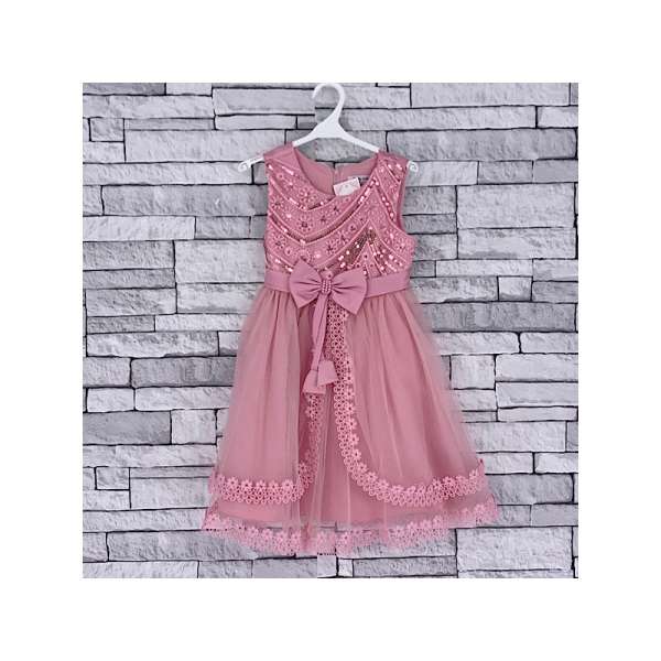 GIRLS ROSE PINK PARTY DRESS (4-14 YEARS)