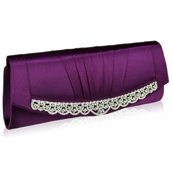 Purple Sparkly Crystal Satin Clutch/Evening Bag