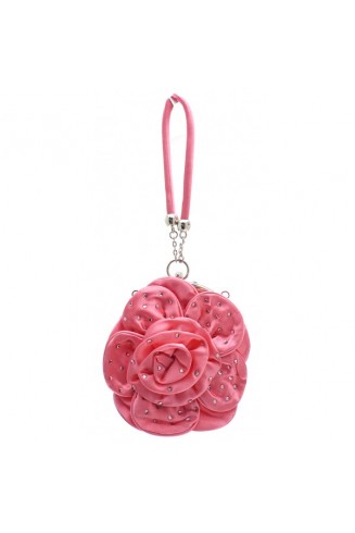 Small Sized Diamante Flower Clutch Bag   