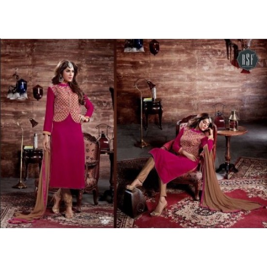 Magenta Velvet Waistcoat Style Winter Salwar Suit