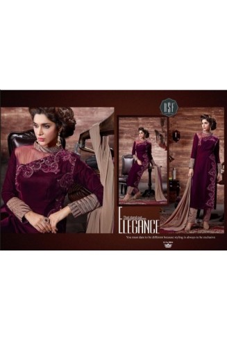 Maroon Velvet Long Kameez Winter Salwar Suit