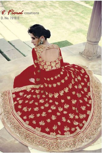 Red Indian Designer Wedding Anarkali Dress