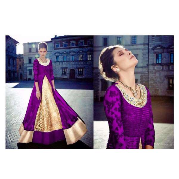 Purple & Gold Indian Evening Dress
