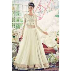 Bright White Stylish Bridal Indowestern Lehenga