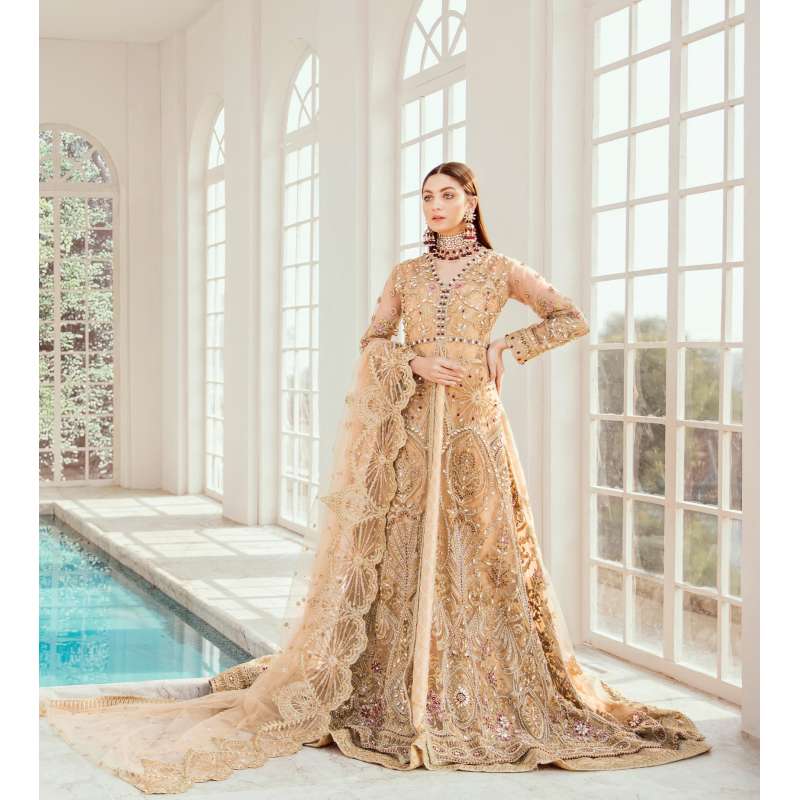 GOLD HEAVY EMBROIDERED PAKISTANI BRIDAL DRESS