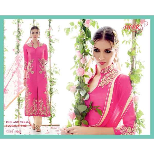 Hot Pink Embroidered Indian Punjabi Suit