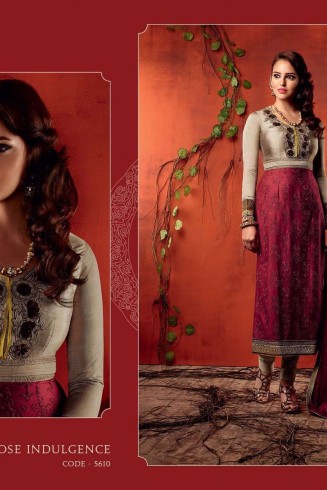 Red Grey Indian Formal Party Salwar Suit
