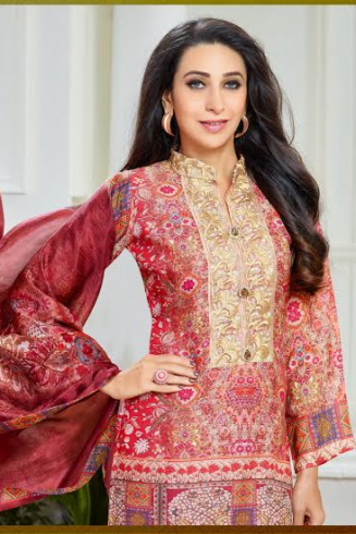 P70013 SAMBA RED KARISHMA KAPOOR PASHMINA DESIGNER SUIT