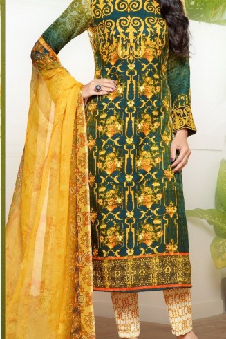 P7009 DARK GREEN KARISHMA KAPOOR PASHMINA DESIGNER SUIT
