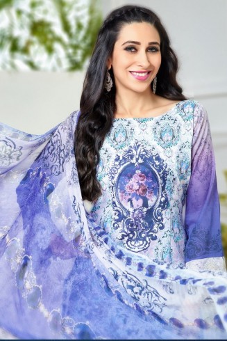 P7003 SERENITY BLUE KARISHMA KAPOOR PASHMINA DESIGNER SUIT