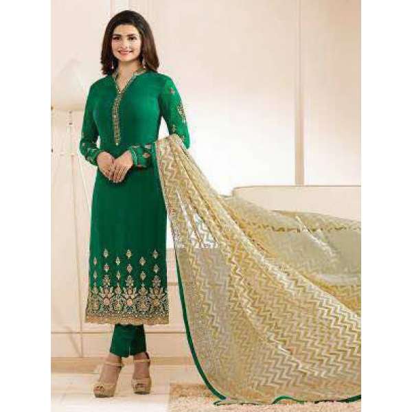 Green Indian Designer Churidar Suit Traditional Pakistani Dress