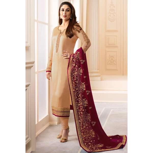 Gold Designer Salwar Kameez Kareena Kapoor Indian Dress