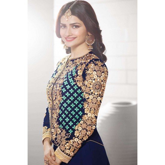K3931 NAVY BLUE KASEESH PRACHI DESIGNER ANARKALI SUIT