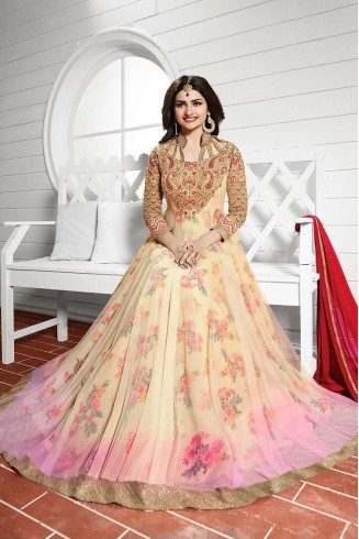 K3938 PEACH KASEESH PRACHI-19 DESIGNER ANARKALI SUIT
