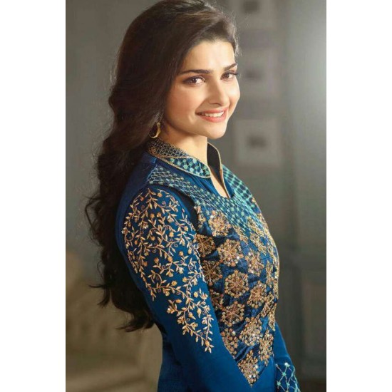 K4115 BLUE KASEESH PRACHI-21 JACKET STYLE SALWAR KAMEEZ SUIT 